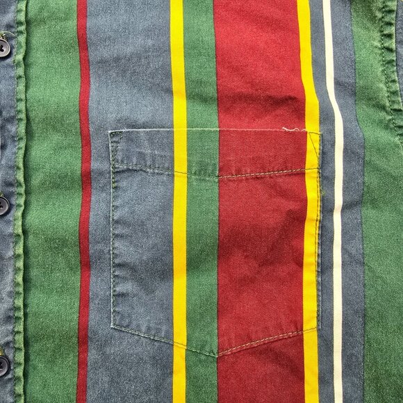 Pacsun Shirt Mens XL Multicolor Striped Button Up Long Sleeve Preppy Colorful - Picture 3 of 8